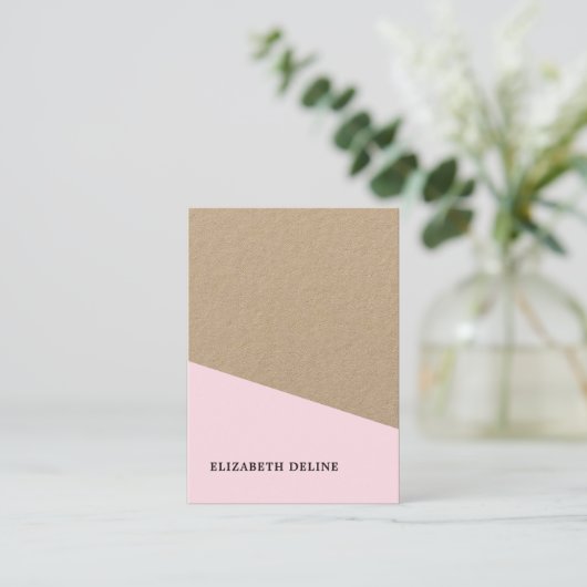 Carte De Visite Rose de papier Kraft moderne élégant (Debout devant)