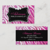 Carte De Visite Rose de parties scintillantes de 311 zèbres (Devant / Derrière)
