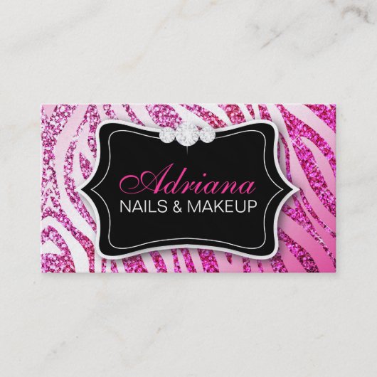 Carte De Visite Rose de parties scintillantes de 311 zèbres (Devant)