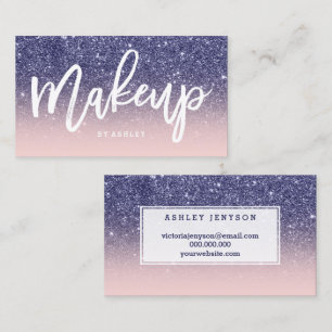 Carte De Visite Rose de parties scintillantes de bleu marine de