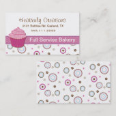 Carte de visite rose de petit gâteau de (Devant / Derrière)