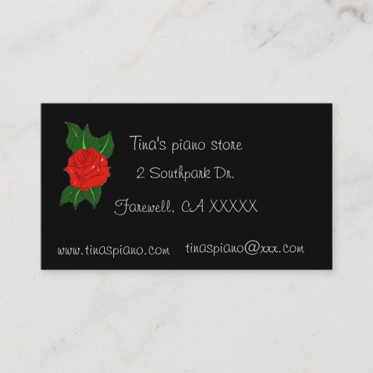 Carte de visite rose de piano (Devant)