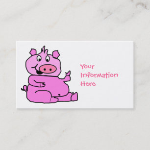 Carte de visite rose de porc de bande dessinée