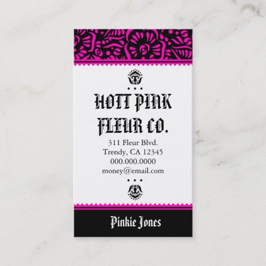 CARTE DE VISITE ROSE DE ROCKIN HOTT FLEUR (Devant)