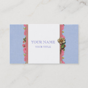 Carte de visite rose de ruban (bleu)