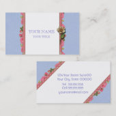 Carte de visite rose de ruban (bleu) (Devant / Derrière)