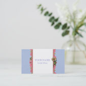 Carte de visite rose de ruban (bleu) (Debout devant)