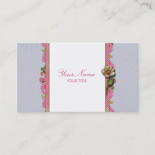 Carte de visite rose de ruban (pourpre) (Devant)