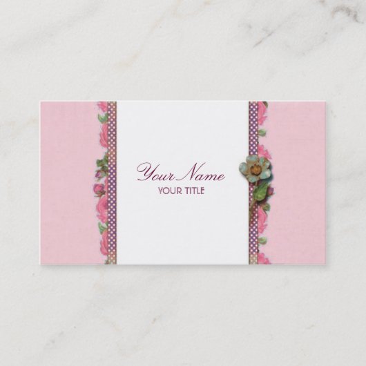 Carte de visite rose de ruban (rose) (Devant)