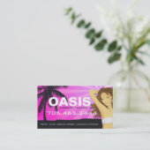 Carte de visite rose de salon de bronzage (Debout devant)