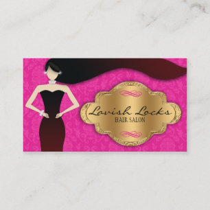 Carte de visite rose de salon de coiffeur de