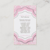 Carte de visite rose de technicien de clou de la (Dos)