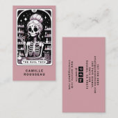 Carte De Visite Rose de technicien d'ongles de Tarot rose (Devant / Derrière)