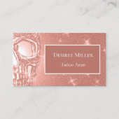 Carte De Visite Rose de tête de crâne or Élégante Parties scintill (Devant)