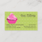 Carte De Visite Rose de vert de boulangerie de petit gâteau (Dos)