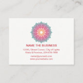Carte De Visite Rose de yoga de fleur de Lotus de mandala (Dos)