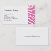 Carte de visite rose de zèbre (Devant / Derrière)