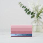 Carte De Visite Rose dégradé rouge avec bannière bleue Texte perso (Debout devant)