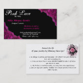 Carte De Visite rose-dentelle-frontière (Devant / Derrière)