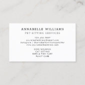 Carte De Visite Rose des services de garde d'animaux de compagnie  (Dos)