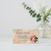 Carte de visite rose d'été (Debout devant)