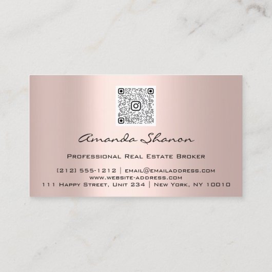 Carte De Visite Rose d'événement Logo ivoire Wedding planner CODE  (Dos)
