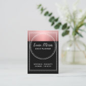 Carte De Visite Rose d'événements Gold Metallic sur noir (Debout devant)