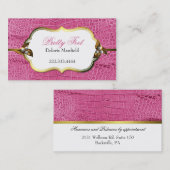 Carte de visite rose d'impression d'alligator (Devant / Derrière)