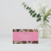 Carte De Visite rose d'impression de girafe avec le diamant en (Debout devant)
