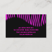 Carte de visite rose d'impression de zèbre (Dos)