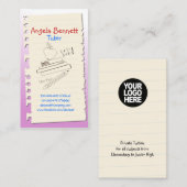 Carte de visite rose Doodle Tutor d'une page (Devant / Derrière)