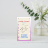 Carte de visite rose Doodle Tutor d'une page (Debout devant)
