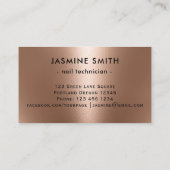 Carte De Visite Rose d'or des ongles modernes (Dos)