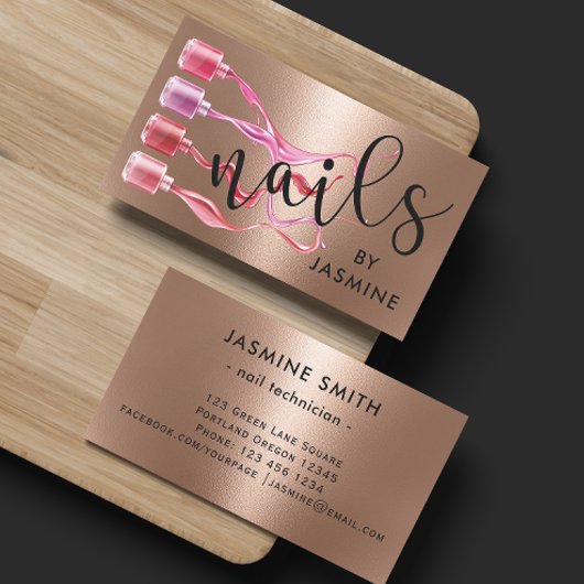 Carte De Visite Rose d'or des ongles modernes