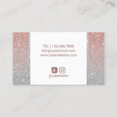 Carte De Visite Rose d'or et Parties scintillant d'argent pour le (Dos)