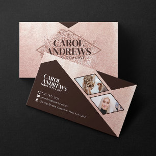 Carte De Visite Rose d'Or Paillettes Coiffeuse Coiffeur Salon