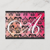 Carte De Visite ROSE D'OR SPARKLING DAMASK MONOGRAM, rubis fuchsia (Dos)