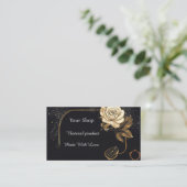Carte De Visite Rose Dorée Florale (Debout devant)