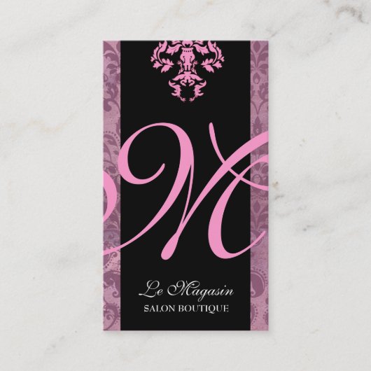 Carte De Visite rose doux du monogramme 311-Marley (Devant)
