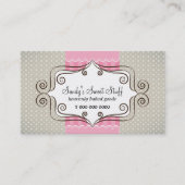 Carte De Visite Rose doux et Pois (Devant)