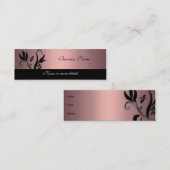 Carte de visite rose doux noir floral maigre (Devant / Derrière)
