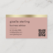 Carte De Visite Rose du désert QR Code Faux Gold Foil Monogramme (Dos)