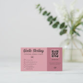Carte De Visite Rose Dusty rose QR Code Monogramme photo (Debout devant)