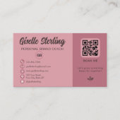 Carte De Visite Rose Dusty rose QR Code Monogramme photo (Devant)