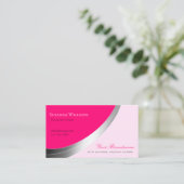 Carte De Visite Rose élégant avec Décor décoratif Argent Moderne (Debout devant)