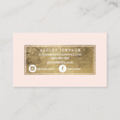 Carte De Visite Rose élégant de buisson de typographie d'or de (Dos)