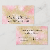 Carte De Visite Rose élégant de parties scintillantes d'or de (Devant / Derrière)