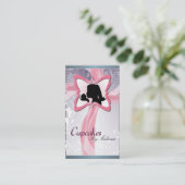 Carte de visite rose élégant de petit gâteau de (Debout devant)