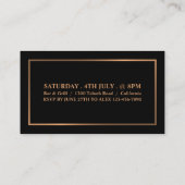 Carte De Visite Rose élégant Gold & Black, billet d'entrée (Dos)