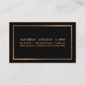 Carte De Visite Rose élégant Gold & Black, billet d'entrée (Dos)